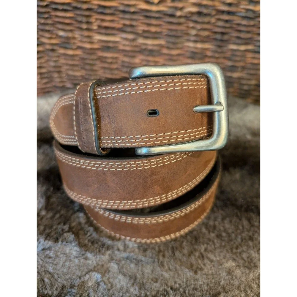 Carhartt Leather Belt Men's 42 Brown Silver Buckle Office Boho Casual Western